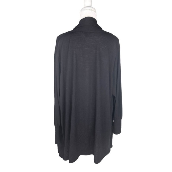 Eileen Fisher black 💯% wool open front cardigan sweater pockets 3X plus size - Picture 10 of 16